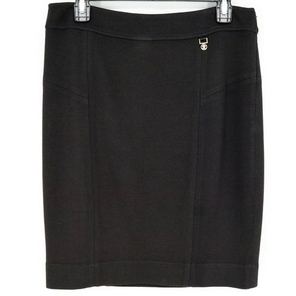 Tory Burch Sweater Skirt Womens Small Black Wool Blend Stretch Knit Side Zip - Picture 1 of 12